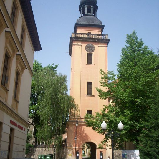 Tower of church of St. John the Baptist in Cieplice Śląskie-Zdrój