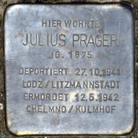 Stolperstein dedicated to Julius Prager