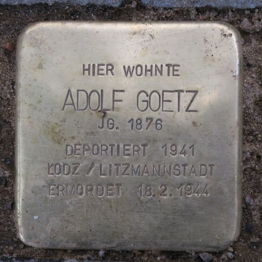 Stolperstein dedicated to Adolf Goetz