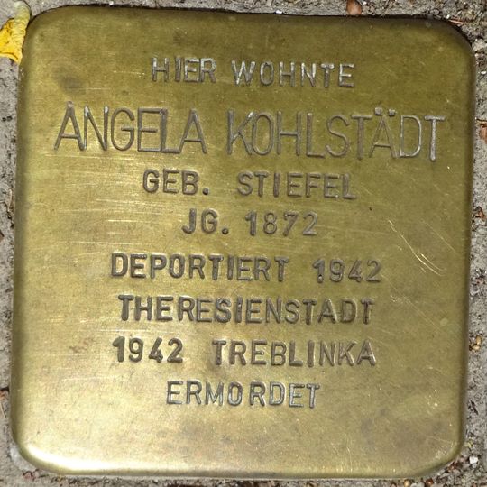 Stolperstein dedicated to Angela Kohlstädt