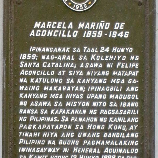 Marcela Mariño de Agoncillo historical marker