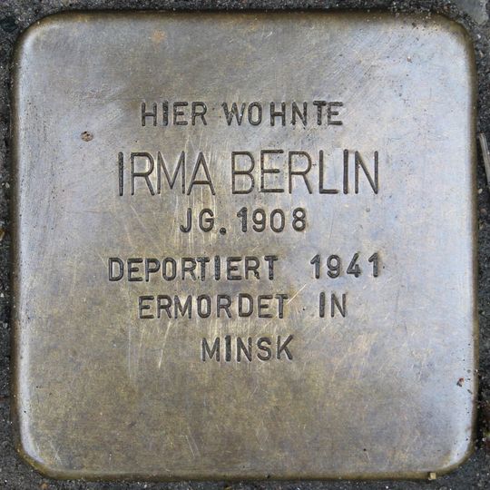 Stolperstein dedicated to Irma Berlin