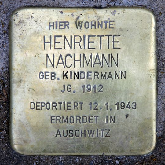 Stolperstein dedicated to Henriette Nachmann