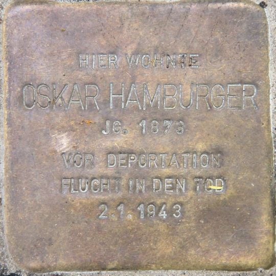 Stolperstein dedicated to Oskar Hamburger