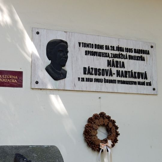 Rodný dom Rázusovcov, tabuľa pamätná II.