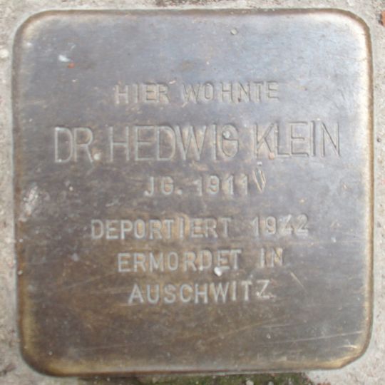 Stolperstein dedicated to Hedwig Klein