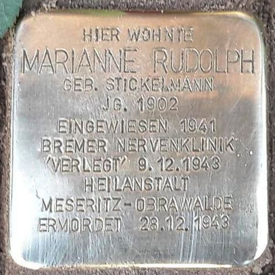 Stolperstein dedicated to Marianne Rudolph