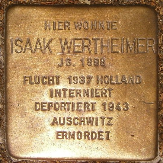 Stolperstein dedicated to Isaak Wertheimer