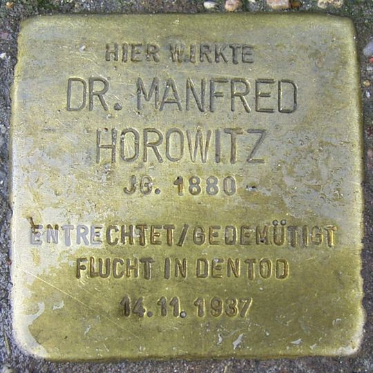 Stolperstein em memória de Manfred Horowitz