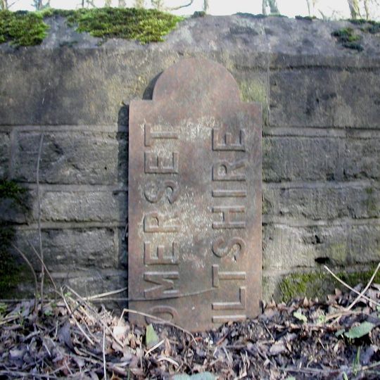 County Boundary Post On Road Bridge At Junction To Horningsham