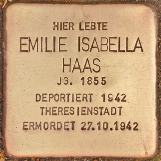 Stolperstein en memoria de Emilie Isabella Haas