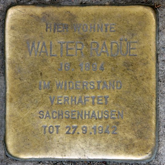 Stolperstein dedicated to Walter Radüe