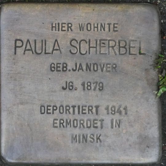 Stolperstein dedicated to Paula Scherbel