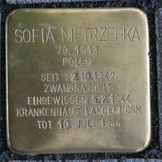 Stolperstein en memoria de Sofia Nietrzebka
