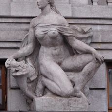 Statues of woman and man at Nad štolou 6