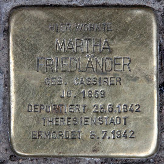 Stolperstein dedicated to Martha Friedländer