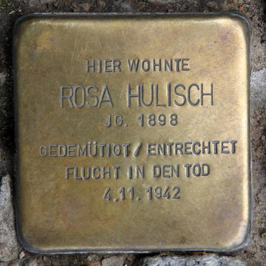 Stolperstein dedicated to Rosa Hulisch