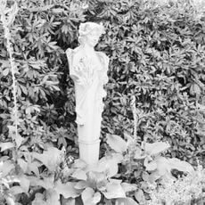 Twickel: tuinbeelden oranjerietuin (vier marmeren vrouwenfiguren op een rij)