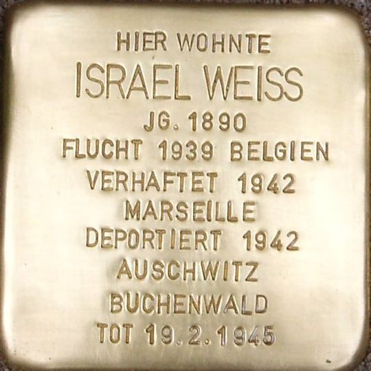 Stolperstein dedicated to Israel Weiss