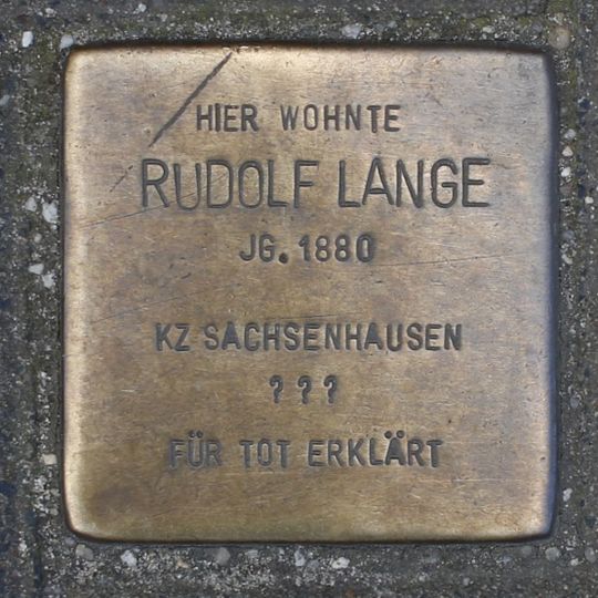 Stolperstein dedicated to Rudolf Lange