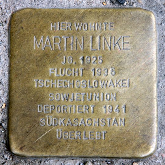 Stolperstein dedicated to Martin Linke