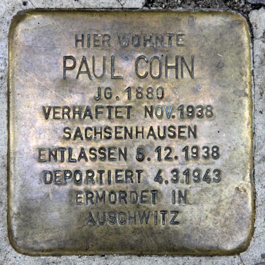 Stolperstein dedicated to Paul Cohn