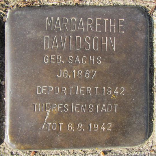 Stolperstein dedicated to Margarethe Davidsohn