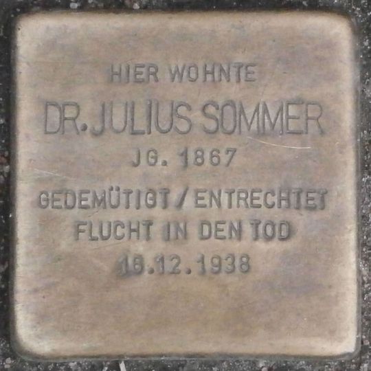 Stolperstein dedicated to Julius Sommer
