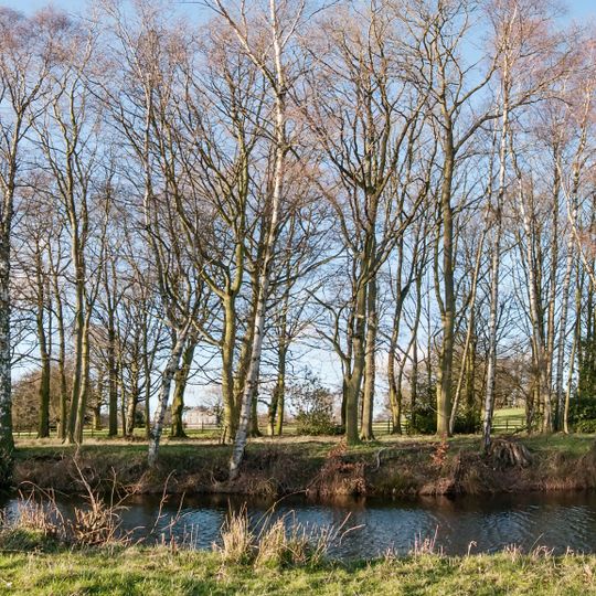 Moat and fishpond at Strelley, 240m SE of All Saints' Church