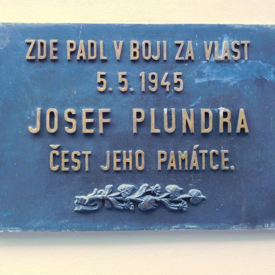 Plaque to Josef Plundra