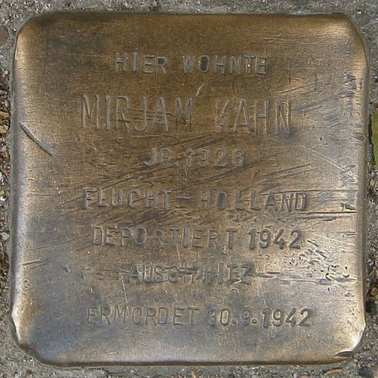 Stolperstein dedicated to Mirjam Kahn