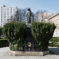 Statue of Virgin Mary in front of the Saint Charles Borromeo church in Warsaw Mirów