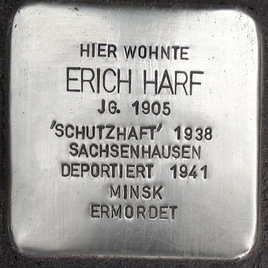 Stolperstein dedicated to Erich Harf