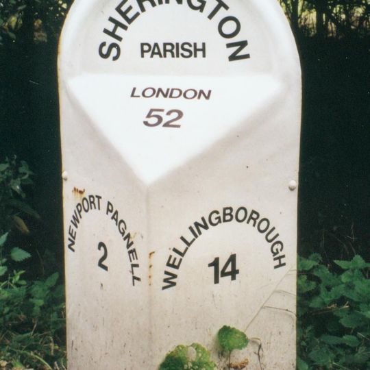 Milepost, High Street; N of Sherington village, 100m S of jct with Gun Lane