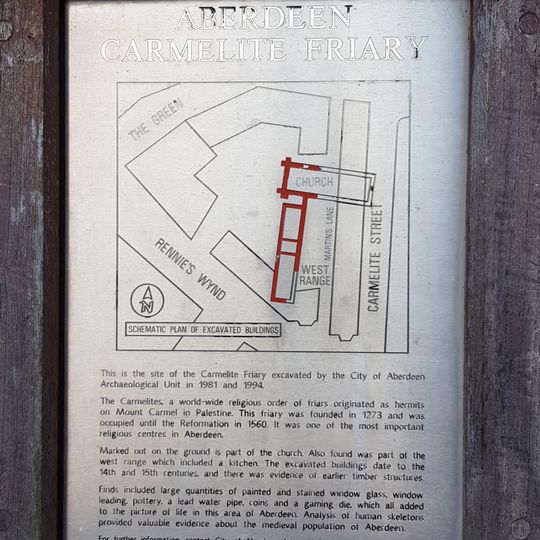 Commemorative plaque to Carmelite Friary, Aberdeen