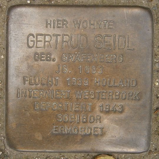 Stolperstein dedicated to Gertrud Seidl
