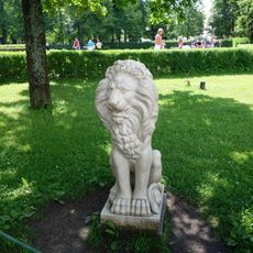 Sitting Lion statues in Pavlovsk Park