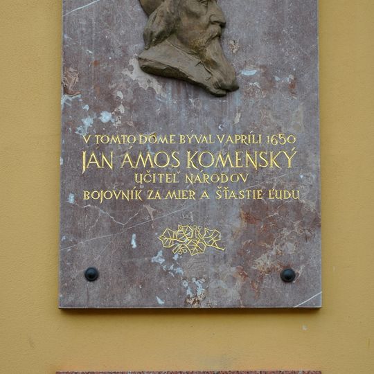 Komenského dom, tabuľa pamätná