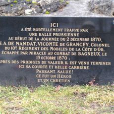 Plaque commémorative du Vicomte de Grancey