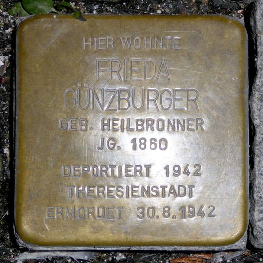 Stolperstein dedicated to Frieda Günzburger née Heilbronner