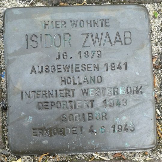 Stolperstein à la mémoire d’Isidor Zwaab