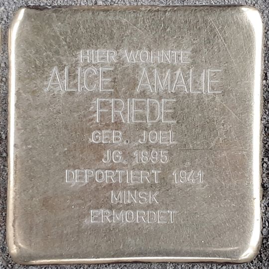Stolperstein dedicated to Alice Amalie Friede