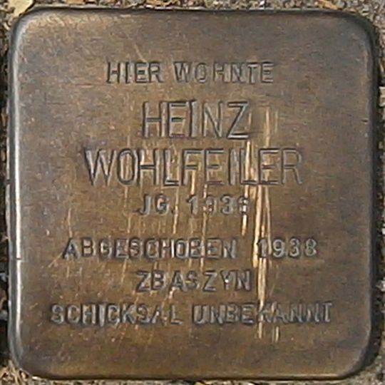 Stolperstein dedicated to Heinz Wohlfeiler