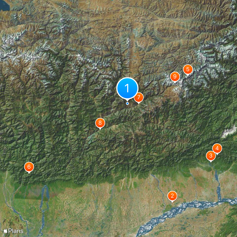 Monastère de Tawang Carte