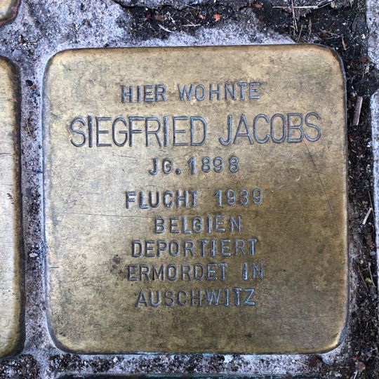 Stolperstein en memoria de Siegfried Jacobs