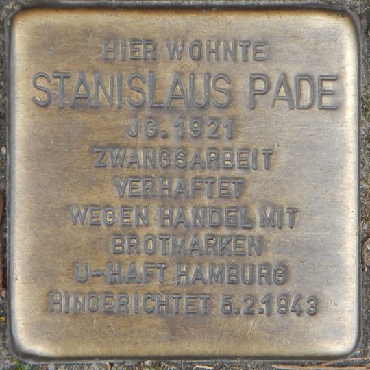 Stolperstein en memoria de Stanislaus Pade