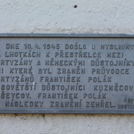 Pamětní deska přestřelky mezi partyzány a německými důstojníky