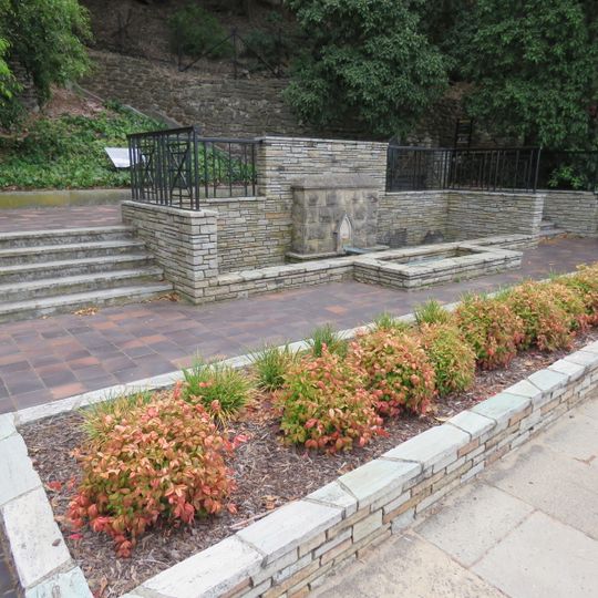 Governor Kennedy Fountain & Plane Trees West of Fountain