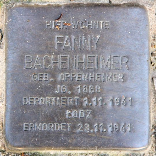 Stolperstein dedicated to Fanny Bachenheimer