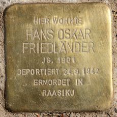 Stolperstein dedicated to Hans Oskar Friedlaender